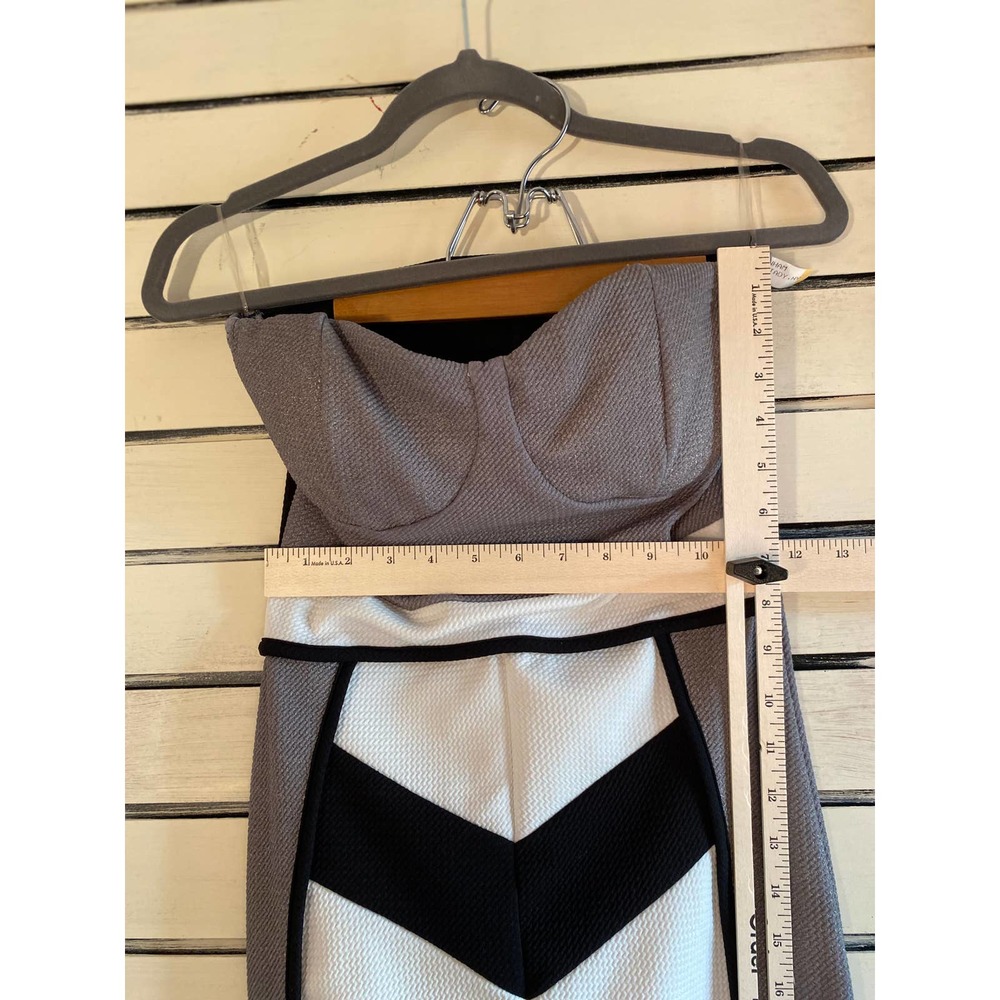 A'gaci womans strapless dress size M bodycon underwire pad bra gray white black - Picture 5 of 12